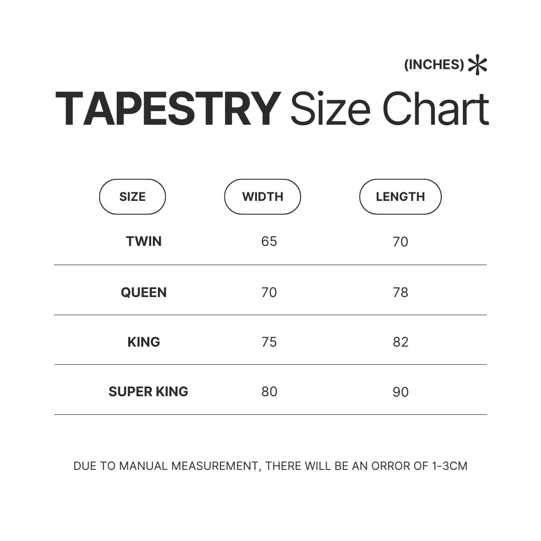 Tapestry Size Chart - Psychonauts Shop