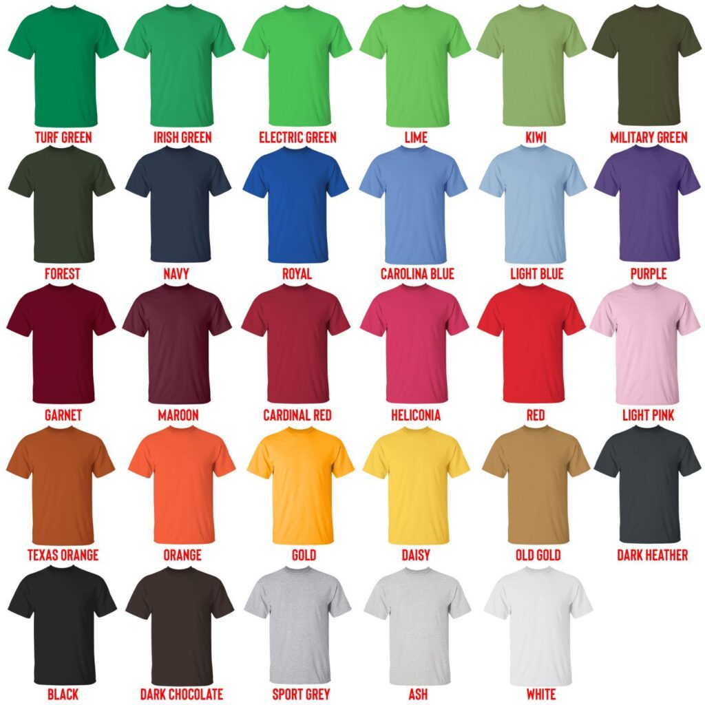 t shirt color chart - Psychonauts Shop